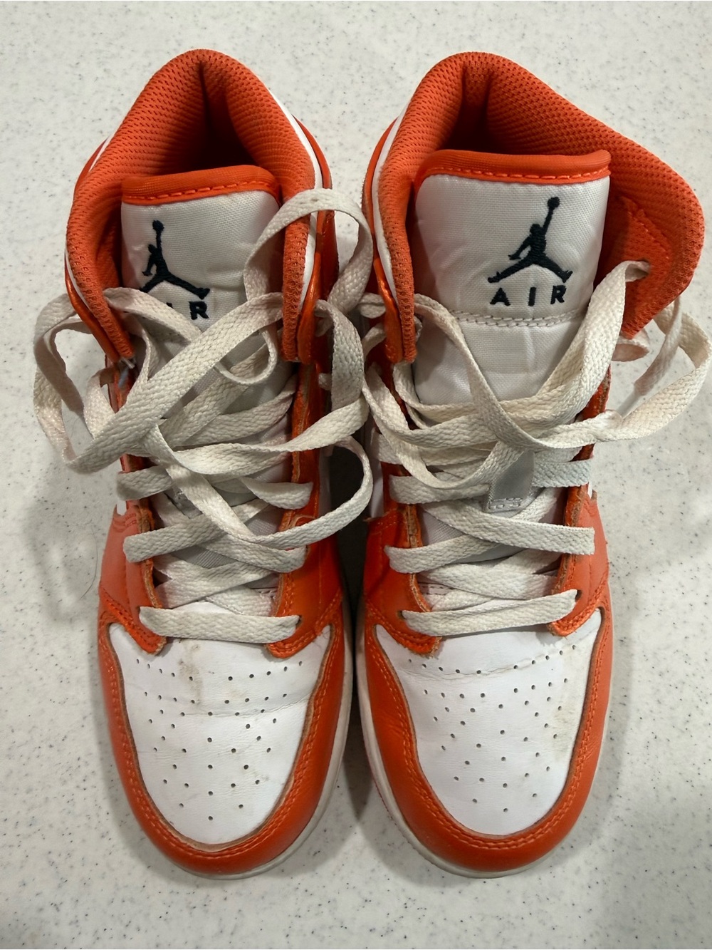 Jordan Kids' High-Top Basketball Sneakers - White/Orange